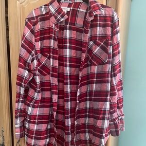 Merona Red and White Plaid Button Down Shirt